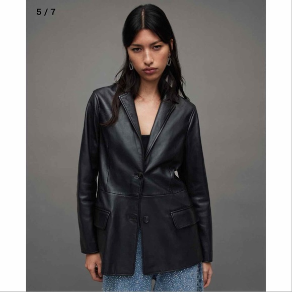 NWT Allsaints Orion Relaxed Fit Leather Blazer - Picture 4 of 6